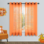Mrs.Naturall Orange Halloween Curtains 63 Inch Length For Bedroom Boys Room Autumn Decorations For Home Thanksgiving Fall Havest
