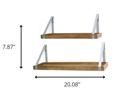 HomeRoots Wood, Galvanized FIR Wood, MDF Veneer, Iron 20.08' X 7.28' X 7.87' 2 Wood and Metal Shelves