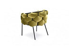 HomeRoots Metal, Fabric Moss Green Geo Velvet and Black Velvet Dining Chair
