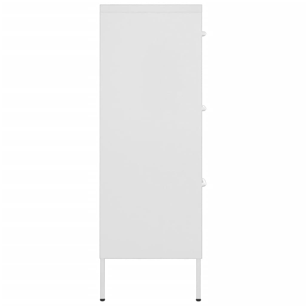 vidaXL 6-Drawer Steel Cabinet with Ball Bearing Runners - White, 31.5"x13.8"x40" - Spacious 3-Section Drawers