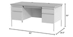 Lorell, LLR60935, Grey Double Pedestal Steel/Laminate Desk, 1 Each