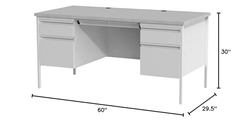 Lorell, LLR60935, Grey Double Pedestal Steel/Laminate Desk, 1 Each