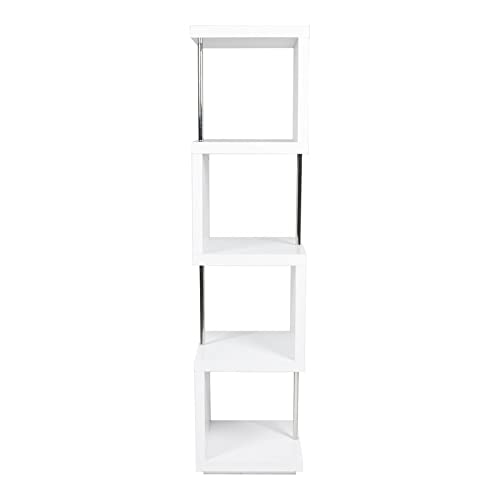 Pangea Home Fred Snake Gloss Lacquer & High Polished Steel Metal Shelf In White