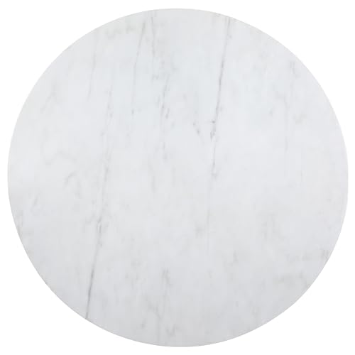 Coaster Home Furnishings Ambrose Round Dining Table Genuine Marble with Stainless Steel White and Gold