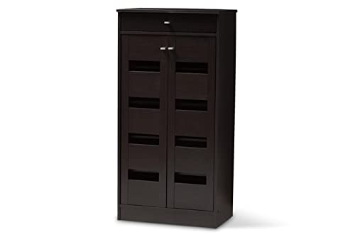 Baxton Studio Acadia Modern and Contemporary Wenge Brown Finished Shoe Cabinet