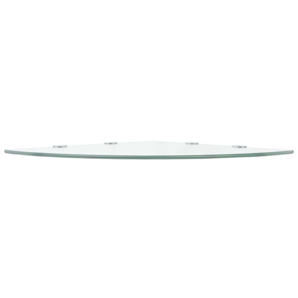 vidaXL Corner Shelf with Chrome Supports, Clear Tempered Glass Corner Shelf, Easy to Install Wall Shelf, Ideal for Bathroom, Kitchen, and Living Room