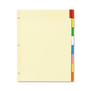 Wilson Jones Insertable Tab Indexes,8 X Tab - 8.5' X 11' - 1 Set - Multicolor Tab