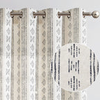 Jinchan Boho Curtains Linen Curtains For Living Room Black Farmhouse Curtains 72 Inch Length Geometric Striped Patterned Mudclot