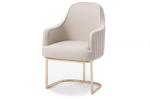 HomeRoots Grey Faux Leather, Stainless Steel Gray Gold Modern Dining Chair
