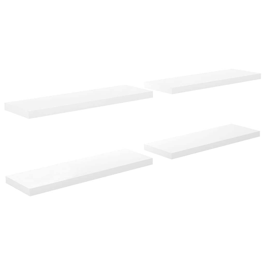 Vidaxl Floating Wall Shelves, Set Of 4, High Gloss White, Honeycomb Mdf And Metal Frame, Modern Design, 31.5&quot;X9.3&quot;X1.5&quot;, Stylish Wall Display Shelves, Versatile Home Decor, Easy Assembly