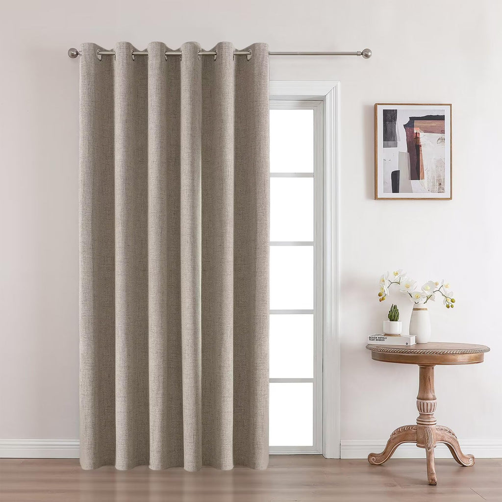 Joydeco 100% Linen Blackout Room Divider Curtains, Extra Wide Sliding Door Curtains Living Room Curtains, 1 Panel 70X108 Inch Pa