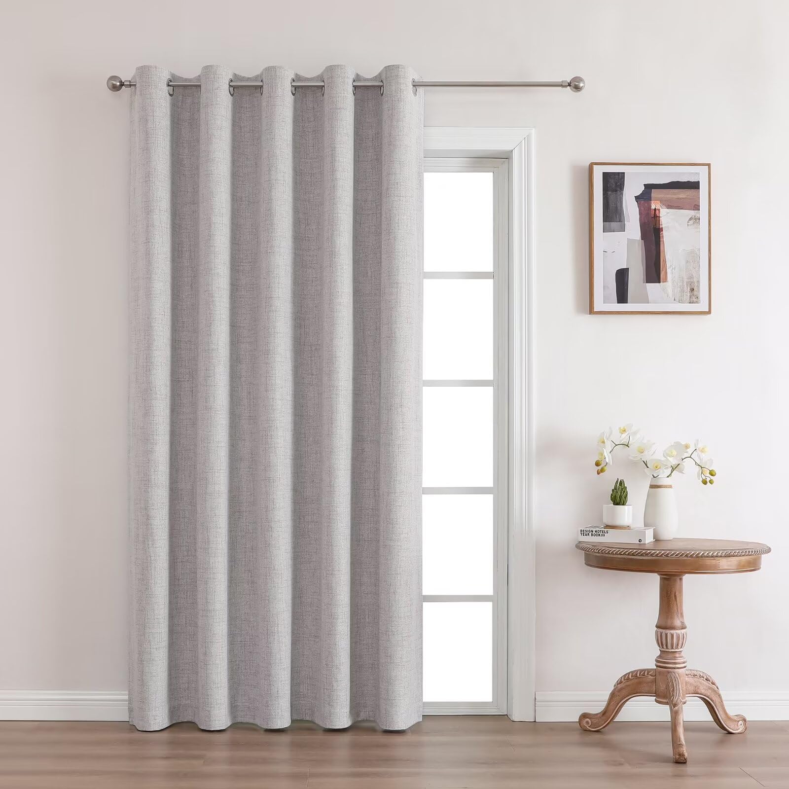 Joydeco Blackout Room Divider Curtains, Extra Wide Sliding Door Curtains Living Room Curtains, Greyish White 1 Panel 70X108 Inch