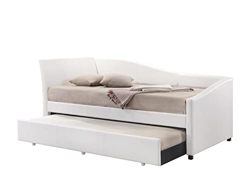 Acme Jedda Faux Leather Upholstered Twin Daybed And Trundle In White