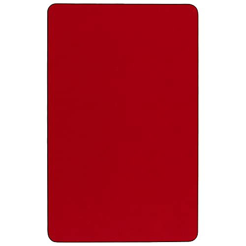 Flash Furniture Wren 24''W x 48''L Rectangular Red Thermal Laminate Activity Table - Height Adjustable Short Legs