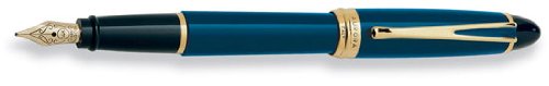 Aurora Ipsilon Deluxe Blue W/Gold Trim Fine Point Fountain Pen - Au-B12B-F