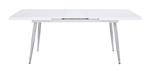 Acme Weizor Dining Table in White High Gloss & Chrome