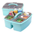 Storex Large Classroom Caddy With Cups, 13 X 11 X 6.575 Inches, Teal, Case Of 2 (00984U02C)