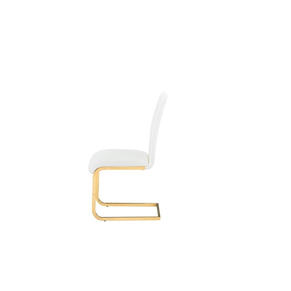 Best Master Furniture T01 Dining Side Chairs (Set of 2) White (Gold) Upholstered