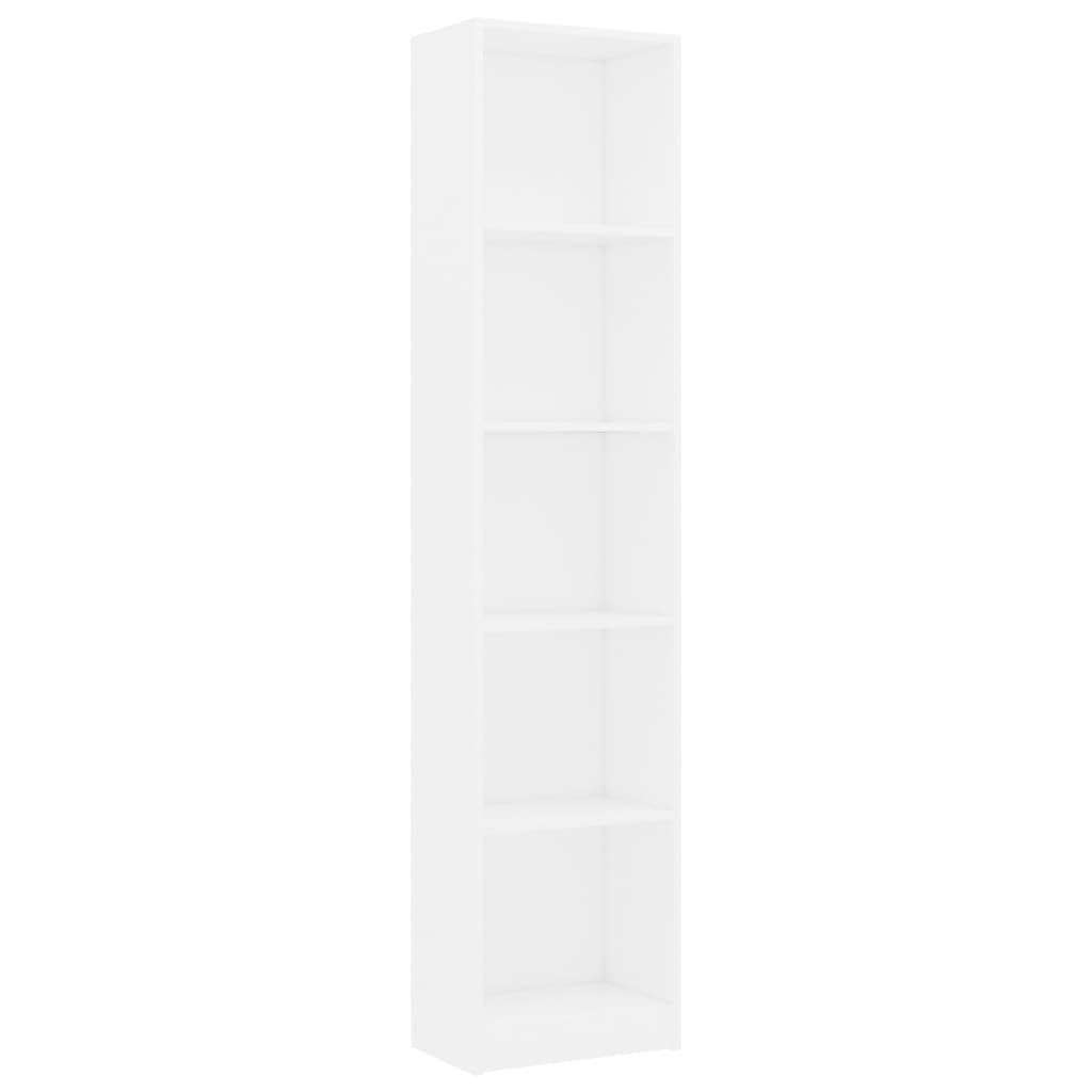 vidaXL 5-Tier Book Cabinet Home Living Room Bedroom Office Organizer Side Rack Room Divider Bookshelf Furniture White 68.9&quot; Engineered Wood