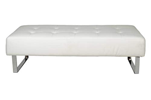 HomeRoots 52' X 24' X 16' White Faux Leather Bench