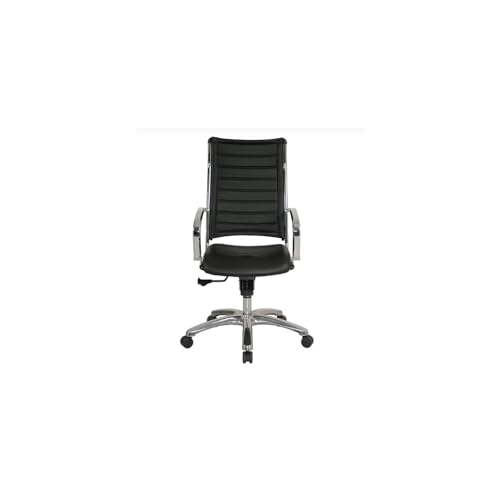 HomeRoots Black Faux Leather Tufted Seat Swivel Adjustable Task Chair Leather Back Steel Frame