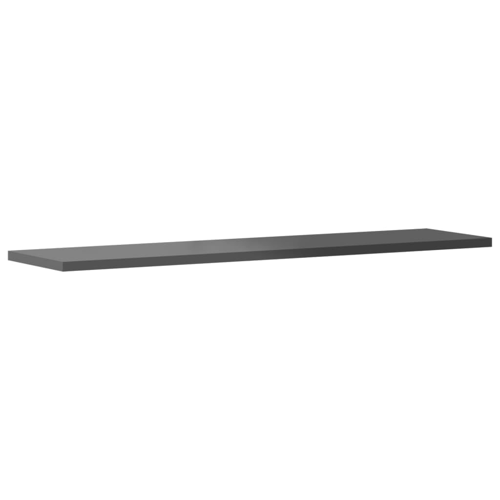 vidaXL 31.5&quot;x7.9&quot;x0.6&quot; Modern Bookshelf Boards in High Gloss Gray - Made of Engineered Wood, Set of 8, Easy Maintenance