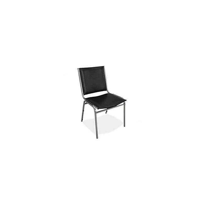 Lorell Padded Stacking Chair, Armless, Black, Set Of 4