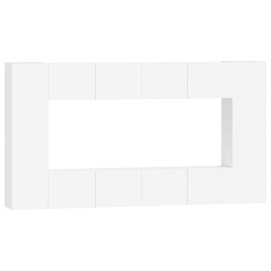 vidaXL 8 Piece TV Cabinet Set White Engineered Wood