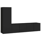 vidaXL TV Cabinet Set 3 Piece Home Living Room Furniture TV Stand HiFi Stereo Cabinet Media Unit Entertainment Center Black Engineered Wood