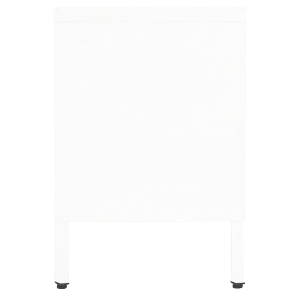 vidaXL Sleek Modern Steel and Glass TV Stand/Cabinet - White, with Adjustable Shelf and Feet, Compact Design, Ideal for Home & Office