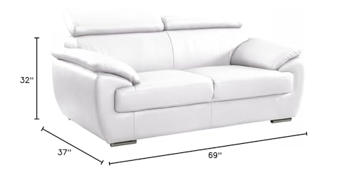 HomeRoots 32' to 38' Captivating White Leather Loveseat