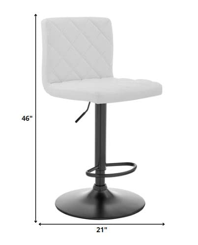 HomeRoots Plywood, Metal, Faux Leather White Faux Leather Swivel Adjustable Bar Stool