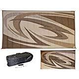 Eez Rv Products 6'X9'Bw Heavy Duty Reversible/Durable Outdoor Patio/Rving Mats(6Ft X9Ft Brown Wave) Come With Large Storage Bag