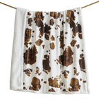 Indigo Hill By Hiend Accents Elsa Sherpa Cow Print Blanket, Brown Cowhide Pattern Rustic Western Throw Blankets For Camping Outd