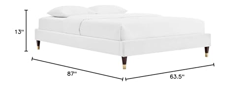 Modway Harlow 63.5&quot; Queen Performance Velvet Platform Bed Frame In White