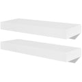 2 White MDF Floating Wall Display Shelves Book/DVD Storage