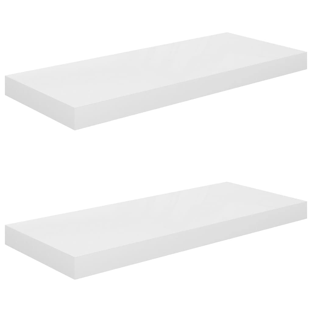 vidaXL Wall Shelves 2 Pcs, Floating Shelves, Display Shelves, Wall Mounted Shelves for Photo Frame Trophy Planter Pot, Modern, High Gloss White