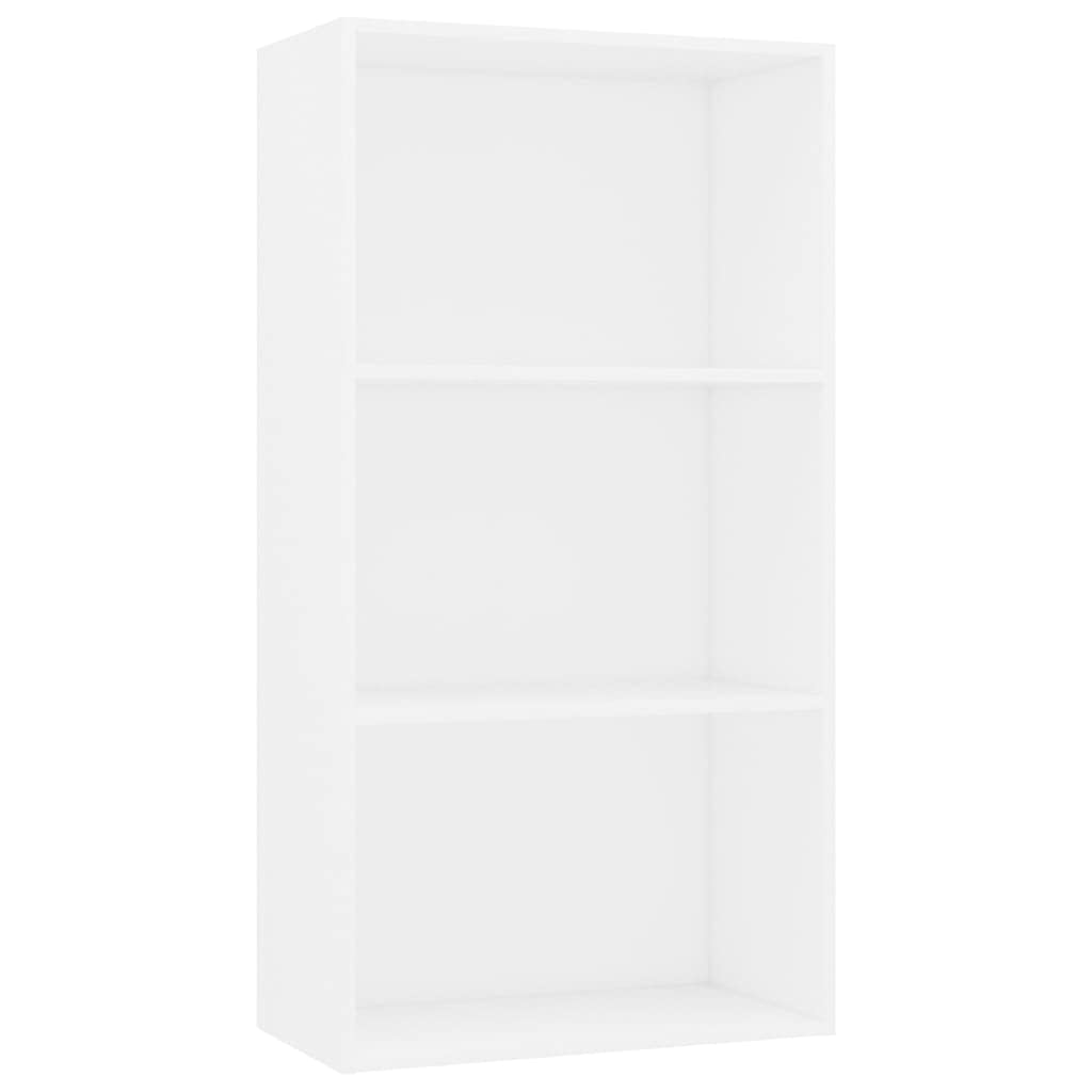 vidaXL Bookshelf, 3-Tier Book Cabinet Bookcase, Wall Bookshelf for Office Living Room, Freestanding Shelving Unit, Modern, White Engineered Wood