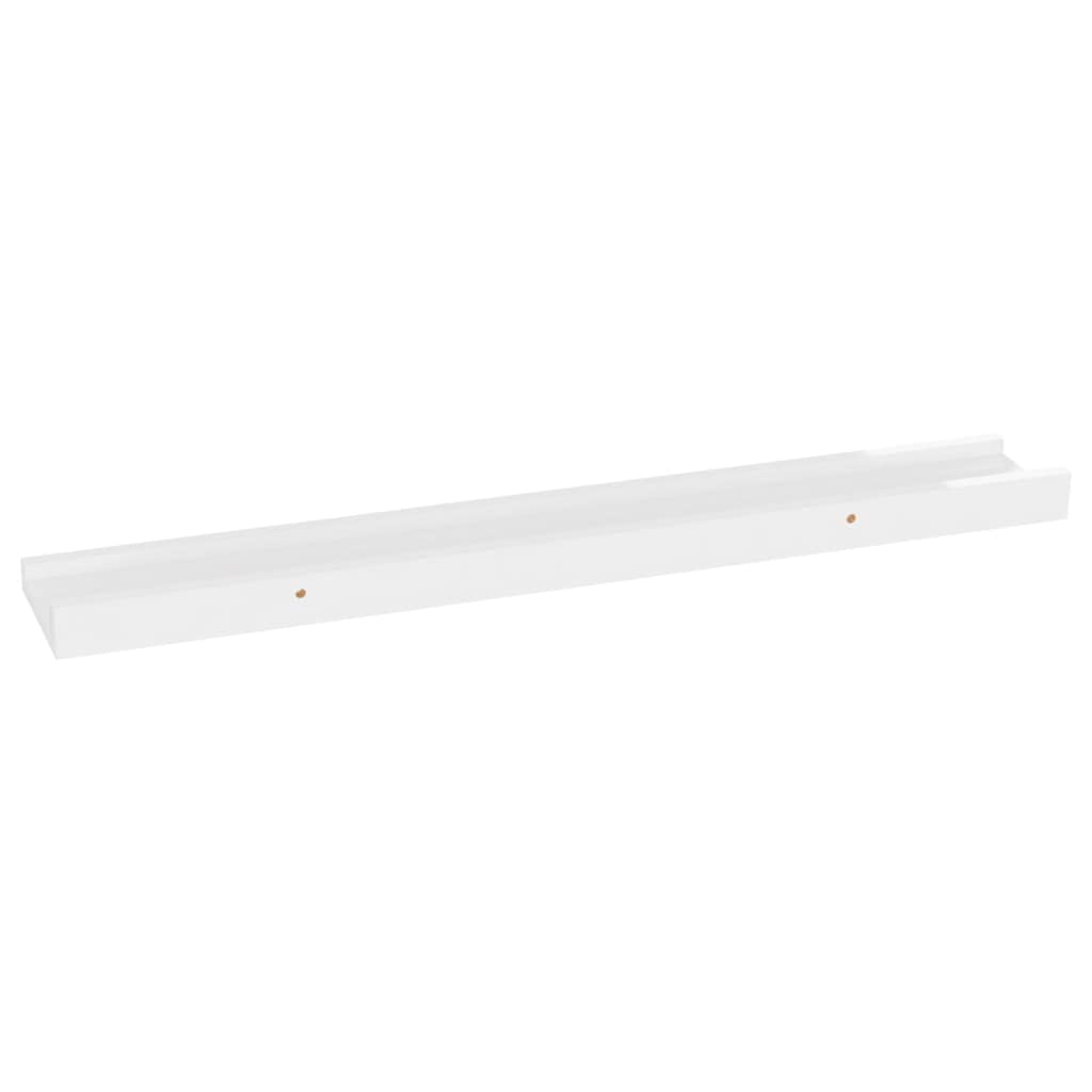 vidaXL Wall Mounted Shelves, Pair of 2, High Gloss White, 23.6&quot;x3.5&quot;x1.2&quot; - Durable MDF Material - Ideal for Books, Decorations, and Collectables