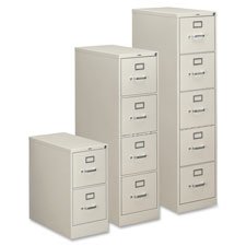 Hon 310 Series Vertical Files W/Locks-5 Drawer File, Vertical,Legal,18-1/4"X26-1/2"X60",Light Gray