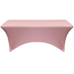 Your Chair Covers - 8 Ft Rectangular Fitted Spandex Tablecloths, Stretch Elastic Table Cover For Long Patio, Party, Birthday, Vendor Table - Dusty Rose