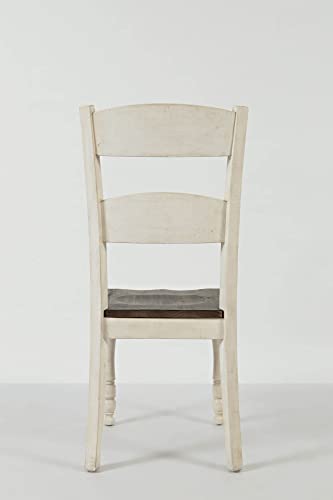Jofran Madison County Reclaimed Solid Wood Farmhouse Ladderback Dining Chair (Set of 2), Vintage White, Dining Height