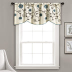 Lush Decor Royal Garden Valance Floral Window Kitchen Curtain (Single), 42   W X 18'L, Blue