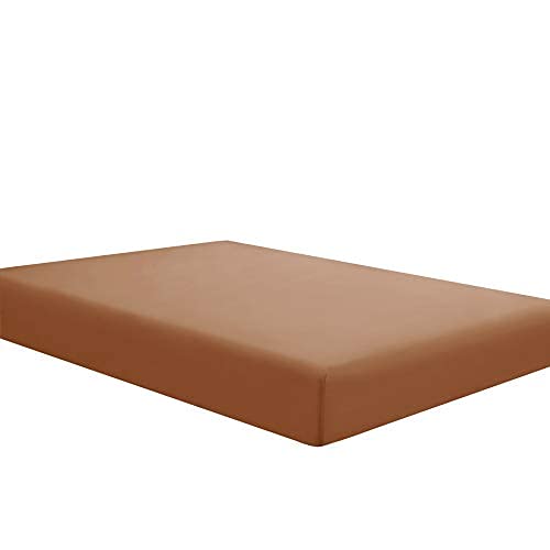 Sfoothome Mocha Fitted Sheet, 14 Inch Deep Pocket, Microfiber Sheets, Twin Size