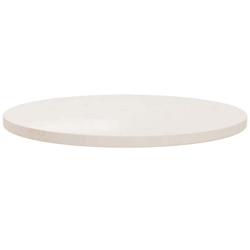 vidaXL Solid Pinewood Round Table Top for Dining, Coffee, and Garden Tables – White - Ø23.6"x1"
