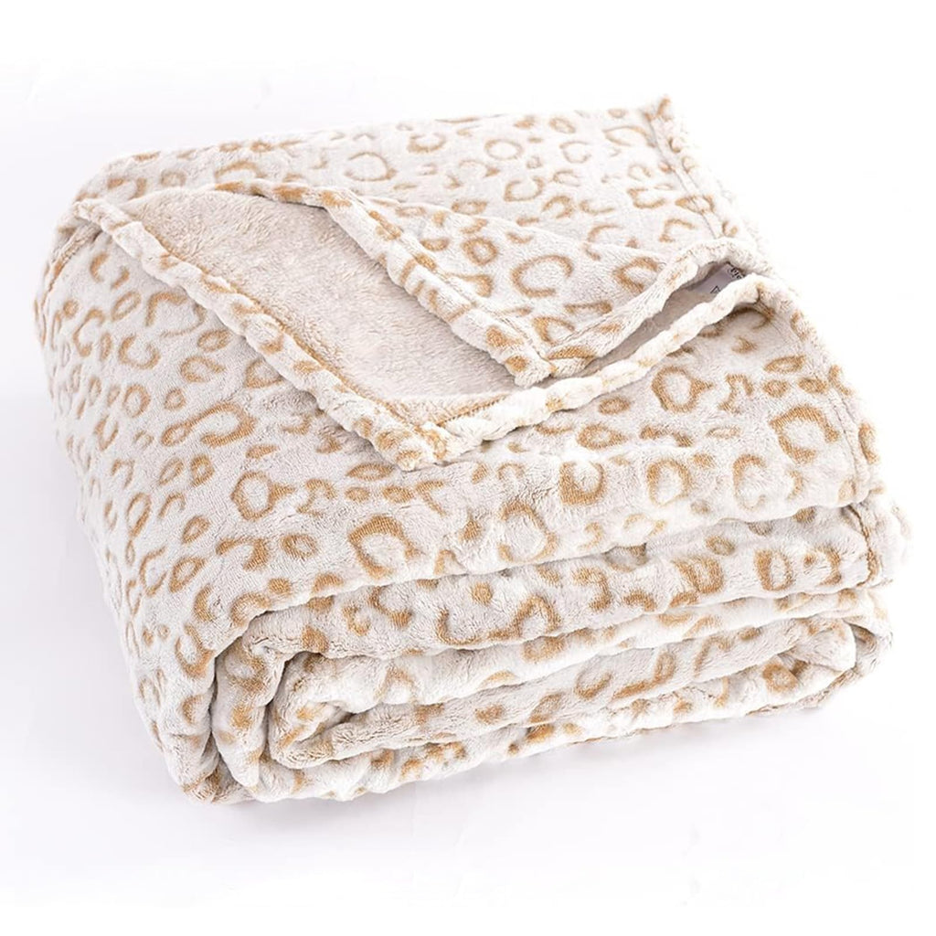 Pleasant Boulevard | Leopard Throw Blanket Fleece, Premium Lightweight Cozy Warm Plush Microfiber Bedspread For Couch Sofa And B