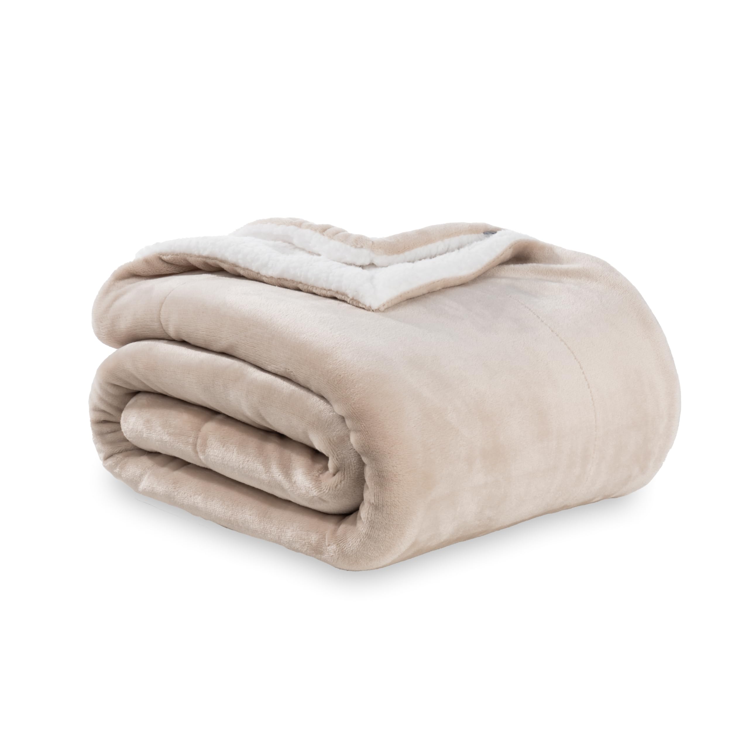 Berkshire Blanket-Sherpa Fleece Blanket, Warm And Soft Loftmink Reversible Blanket For Bed, Sofa And Travel, Grain, 90 In X 90 I