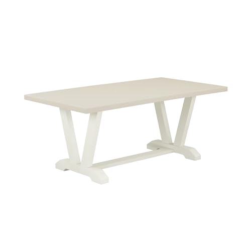 East West Furniture V027Ab202-5 5 Piece Dining Table Set Includes A Rectangle Kitchen Table With V-Legs And 4 Light Beige Linen Fabric Parson Dining Room Chairs, 40X72 Inch, Multi-Color