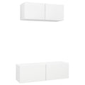 vidaXL TV Stand Set 2 Piece, TV Unit for Living Room, Sideboard, TV Console Media Unit Entertainment Center, Modern, White Engineered Wood