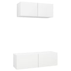 vidaXL TV Stand Set 2 Piece, TV Unit for Living Room, Sideboard, TV Console Media Unit Entertainment Center, Modern, White Engineered Wood